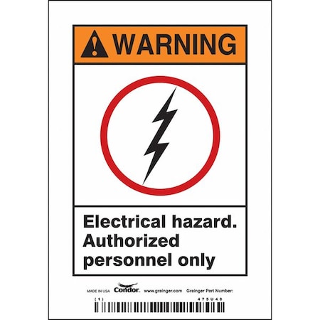 Condor Safety Sign, 3"W, 3-1/2"H, 0.020" Thick, PK5 475U40