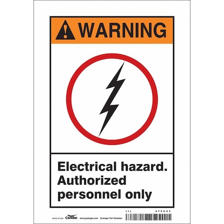Condor Safety Sign, 10 in Height, 7 in Width, Vinyl, Horizontal Rectangle, English, 475U43 475U43