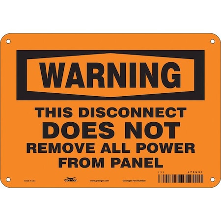 Condor Safety Sign, 7 in Height, 10 in Width, Aluminum, Vertical Rectangle, English, 475U51 475U51