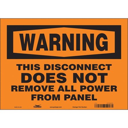 Condor Safety Sign, 10 in Height, 14 in Width, Vinyl, Horizontal Rectangle, English, 475U55 475U55