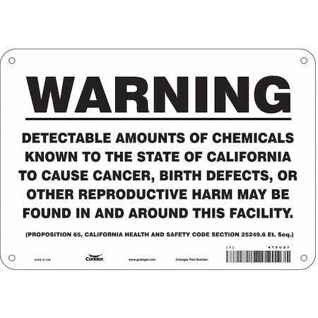 Condor Safety Sign, 7 in Height, 10 in Width, Rectangle 475U67