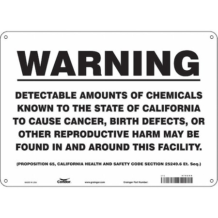 Condor Safety Sign, 10 in Height, 14 in Width, Rectangle 475U68