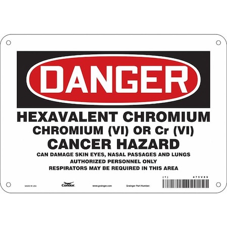 Condor Safety Sign, 7 in Height, 10 in Width, Aluminum, Vertical Rectangle, English, 475V89 475V89