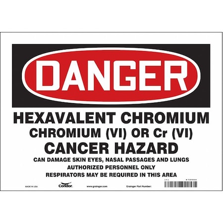 Condor Safety Sign, 10 in Height, 14 in Width, Vinyl, Horizontal Rectangle, English, 475V94 475V94