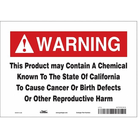 Condor Safety Sign, 7 in Height, 10 in Width, Rectangle 475V02