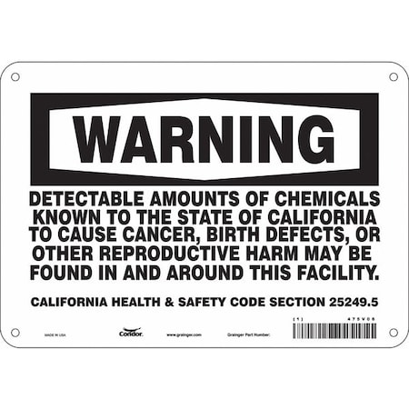 Condor Safety Sign, 7 in Height, 10 in Width, Rectangle 475V06