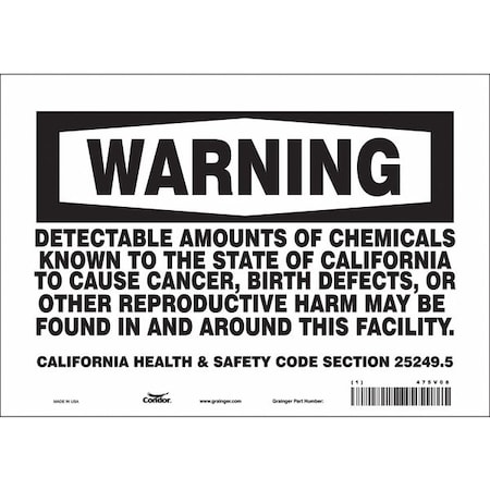 Condor Safety Sign, 7 in Height, 10 in Width, Rectangle 475V08