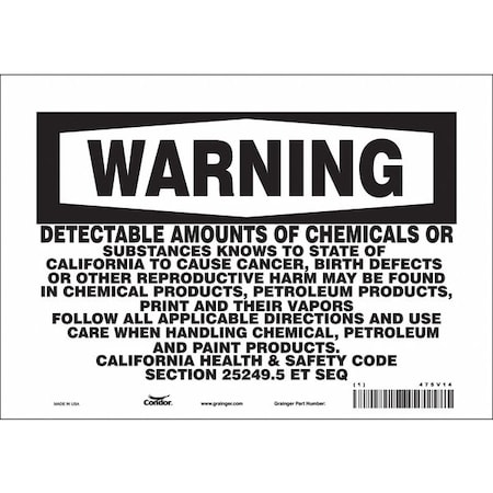 Condor Safety Sign, 7 in Height, 10 in Width, Rectangle 475V14