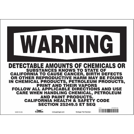 Condor Safety Sign, 10 in Height, 14 in Width, Rectangle 475V15