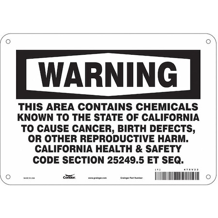 Condor Safety Sign, 7 in Height, 10 in Width, Rectangle 475V22