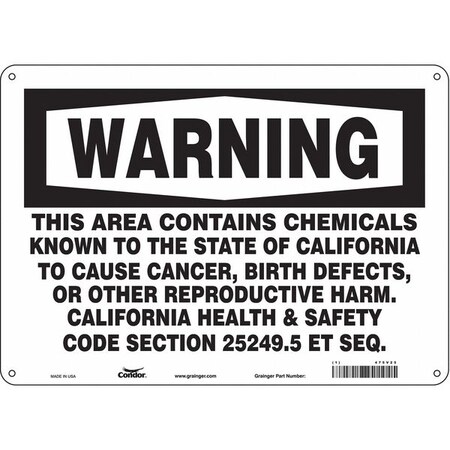 Condor Safety Sign, 10 in Height, 14 in Width, Rectangle 475V25