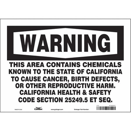 Condor Safety Sign, 10 in Height, 14 in Width, Rectangle 475V27