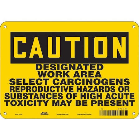 Condor Safety Sign, 7 in Height, 10 in Width, Polyethylene, Vertical Rectangle, English, 475V48 475V48