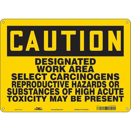 Condor Safety Sign, 10 in Height, 14 in Width, Polyethylene, Horizontal Rectangle, English, 475V49 475V49