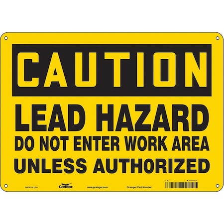 Condor Safety Sign, 10 in Height, 14 in Width, Polyethylene, Horizontal Rectangle, English, 475V61 475V61