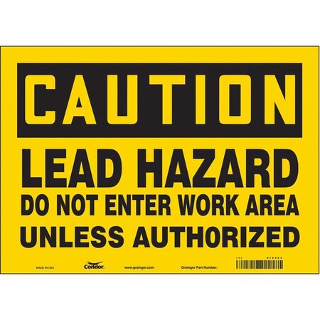 Condor Safety Sign, 10 in Height, 14 in Width, Vinyl, Horizontal Rectangle, English, 475V63 475V63