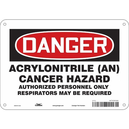 Condor Safety Sign, 7 in Height, 10 in Width, Polyethylene, Vertical Rectangle, English, 475V66 475V66