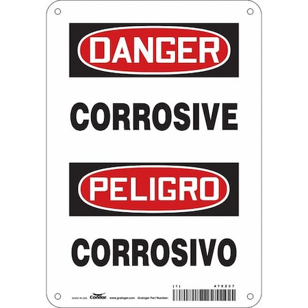 Condor Chemical Sign, 10 in Height, 7 in Width, Polyethylene, Horizontal Rectangle, English, Spanish 475Z07