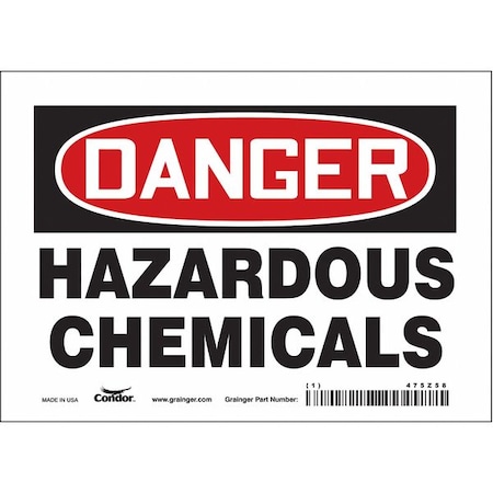 Condor Chemical Sign, 5 in H, 7 in W, Vinyl, Horizontal Rectangle, English, 475Z58 475Z58