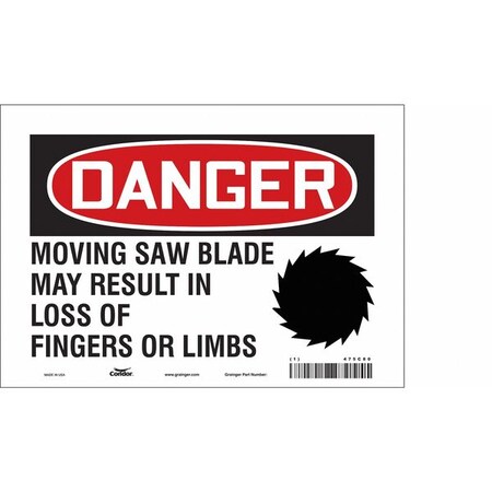 Condor Safety Sign, 7 in Height, 10 in Width, Vinyl, Vertical Rectangle, English, 475C80 475C80