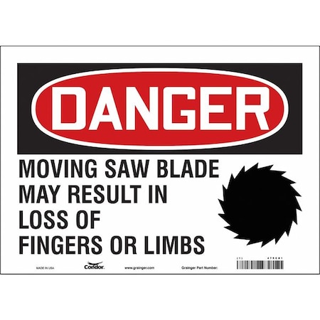 Condor Safety Sign, 10 in Height, 14 in Width, Vinyl, Horizontal Rectangle, English, 475C81 475C81