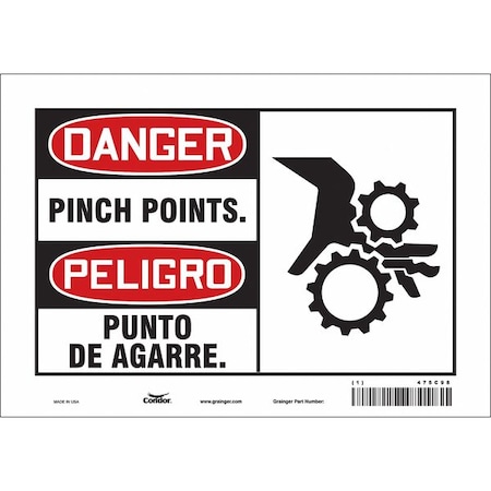 Condor Safety Sign, 7 in Height, 10 in Width, Vinyl, Vertical Rectangle, English, Spanish, 475C98 475C98