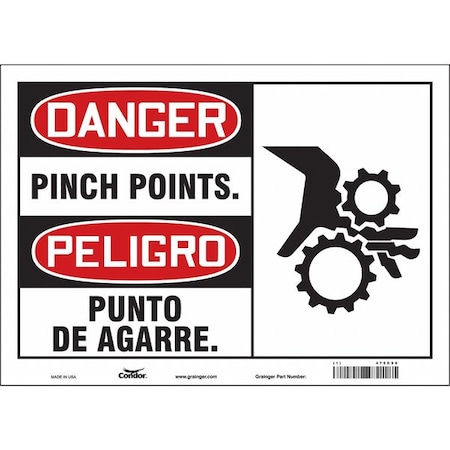 Condor Safety Sign, 10 in Height, 14 in Width, Vinyl, Horizontal Rectangle, English, Spanish, 475C99 475C99