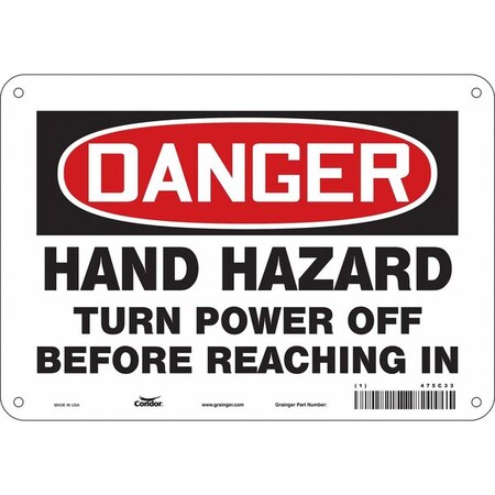 Condor Safety Sign, 7 in Height, 10 in Width, Vinyl, Vertical Rectangle, English, 475C33 475C33