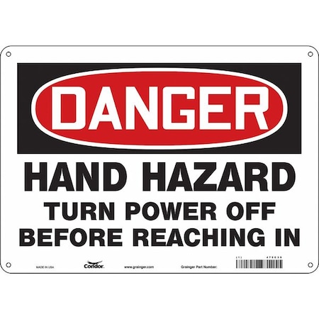 Condor Safety Sign, 10 in Height, 14 in Width, Polyethylene, Horizontal Rectangle, English, 475C39 475C39