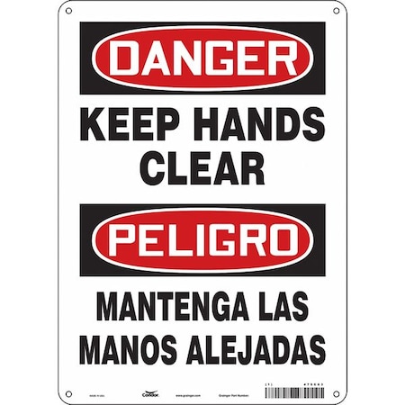 Condor Safety Sign, 14 in Height, 10 in Width, Aluminum, Vertical Rectangle, English, Spanish, 475C63 475C63