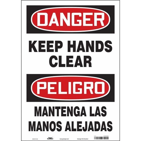 Condor Safety Sign, 20 in Height, 14 in Width, Vinyl, Vertical Rectangle, English, Spanish 475C69