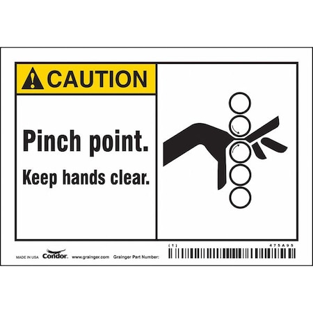Condor Safety Sign, 3 1/2 in Height, 5 in Width, Vinyl, Horizontal Rectangle, English, 475A95 475A95