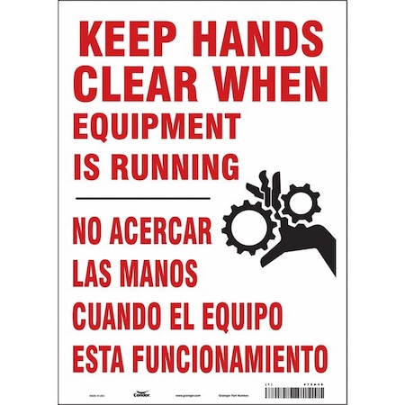 Condor Safety Sign, 14 in Height, 10 in Width, Vinyl, Vertical Rectangle, English, Spanish, 475A49 475A49
