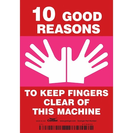 Condor Safety Sign, 5 in Height, 3 1/2 in Width, Vinyl, Vertical Rectangle, English 475A52