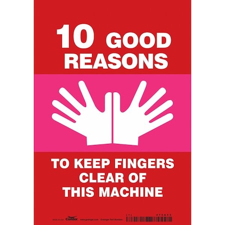 Condor Safety Sign, 10 in Height, 7 in Width, Vinyl, Horizontal Rectangle, English, 475A55 475A55