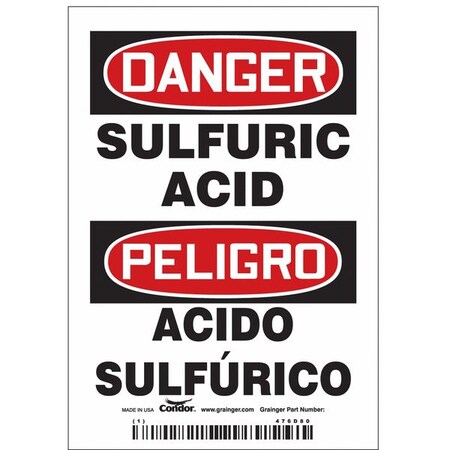 Condor Safety Sign, 5 in Height, 3 1/2 in Width, Vinyl, Vertical Rectangle, Spanish 476D80