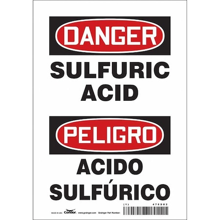 Condor Chemical Sign, 10 in Height, 7 in Width, Vinyl, Horizontal Rectangle, Spanish 476D82