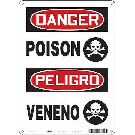 Condor Safety Sign, 14 in Height, 10 in Width, Aluminum, Vertical Rectangle, English, Spanish, 476D12 476D12