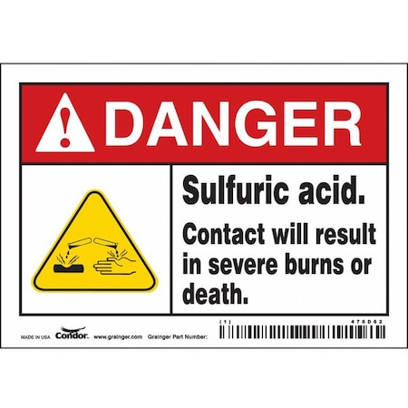 Condor Safety Sign, 3 1/2 in Height, 5 in Width, Vinyl, Horizontal Rectangle, English, 476D62 476D62