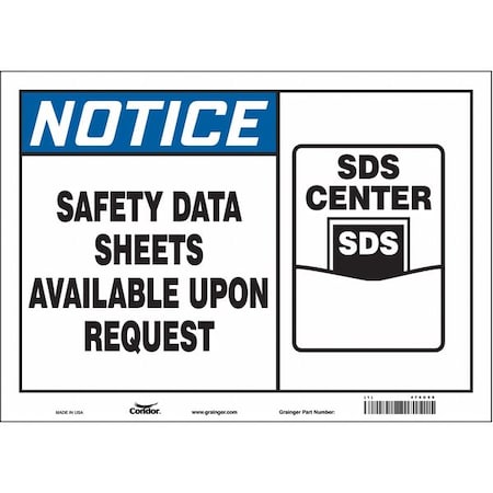 Condor Safety Sign, 10 in x 14 in, Vinyl 476G90