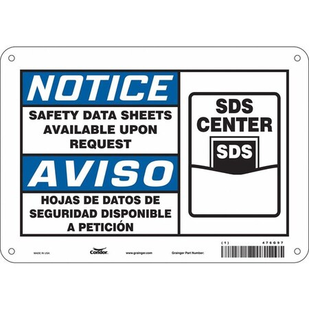 Condor Safety Sign, 7 in Height, 10 in Width, Aluminum, Vertical Rectangle, English, Spanish 476G97