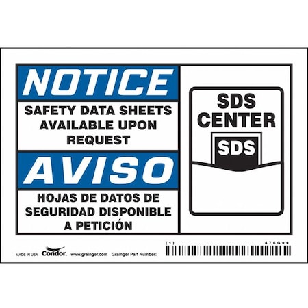 Condor Safety Sign, 3 1/2 inx5 in, Vinyl, PK5 476G99