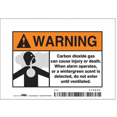 Condor Safety Sign, 3 1/2 in Height, 5 in Width, Vinyl, Horizontal Rectangle, English, 476G09 476G09