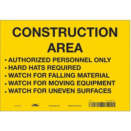 Condor Safety Sign, 7 in Height, 10 in Width, Vinyl, Vertical Rectangle, English, 476H71 476H71