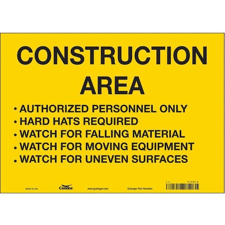 Condor Safety Sign, 10 in Height, 14 in Width, Vinyl, Horizontal Rectangle, English, 476H72 476H72