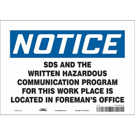 Condor Safety Sign, 7 in Height, 10 in Width, Vinyl, Vertical Rectangle, English, 476H28 476H28