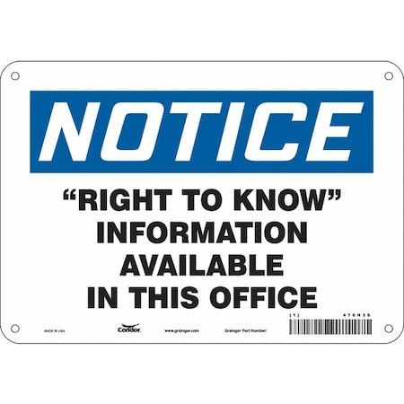 CONDOR Safety Sign, 7 in Height, 10 in Width, Aluminum, Vertical Rectangle, English, 476H36 476H36