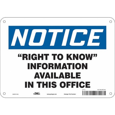 Condor Safety Sign, 7 in Height, 10 in Width, Aluminum, Vertical Rectangle, English, 476H36 476H36