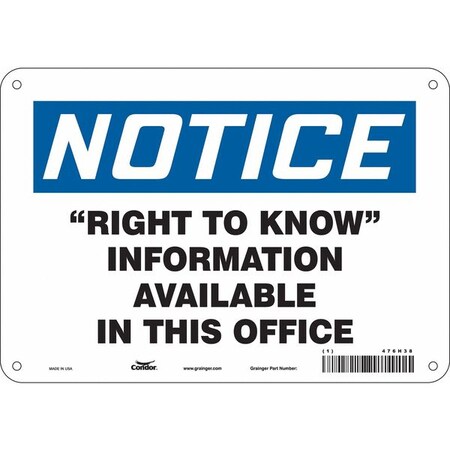 Condor Safety Sign, 7 in Height, 10 in Width, Polyethylene, Vertical Rectangle, English, 476H38 476H38