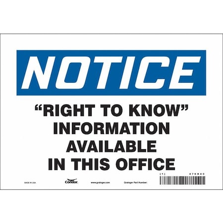 Condor Safety Sign, 7 in Height, 10 in Width, Vinyl, Vertical Rectangle, English, 476H40 476H40